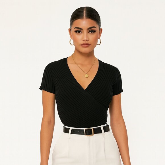 Cache Silk Knit Wrap Top S - Picture 1 of 6